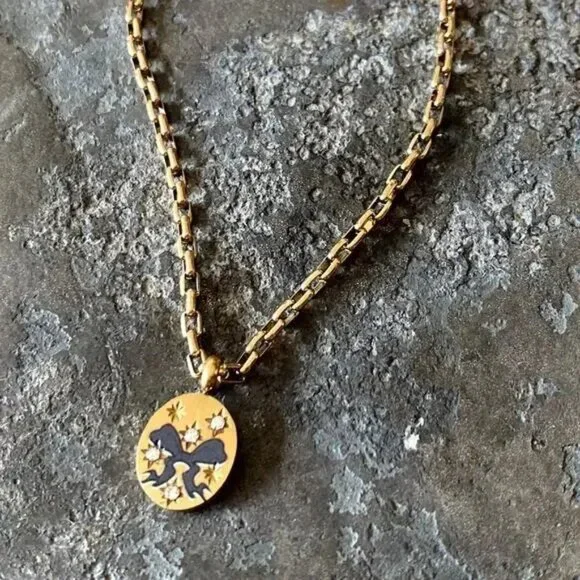 NEW Small Black Bow Pendant Necklace - Picture 4 of 8